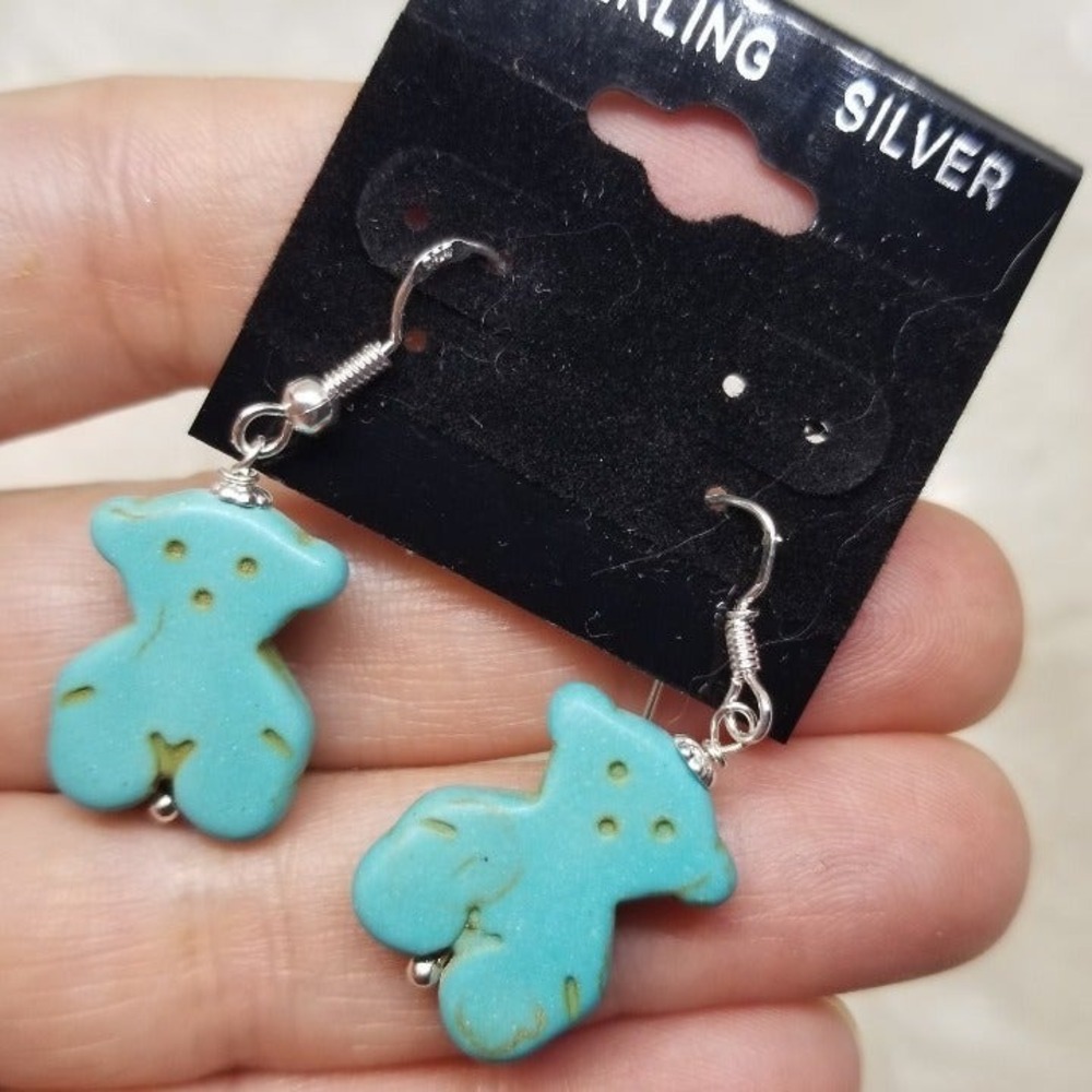 Turquoise "Bears"silver 925 drop earring